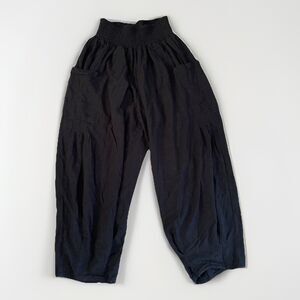 Tarse Chic Black Palazzo Jogger Harem Pants Womens LARGE wide Leg Balloon Taper